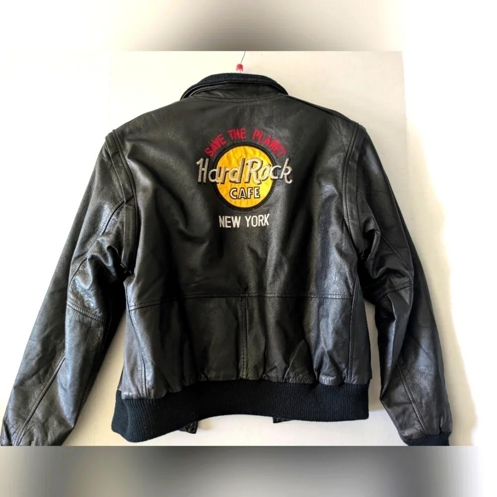 Hard Rock Cafe Leather Bomber Jacket New York. - Picture 1 of 7